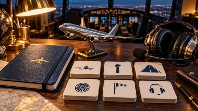 航空用語を効率よく覚える3つの方法を表現した航空学習用イラスト