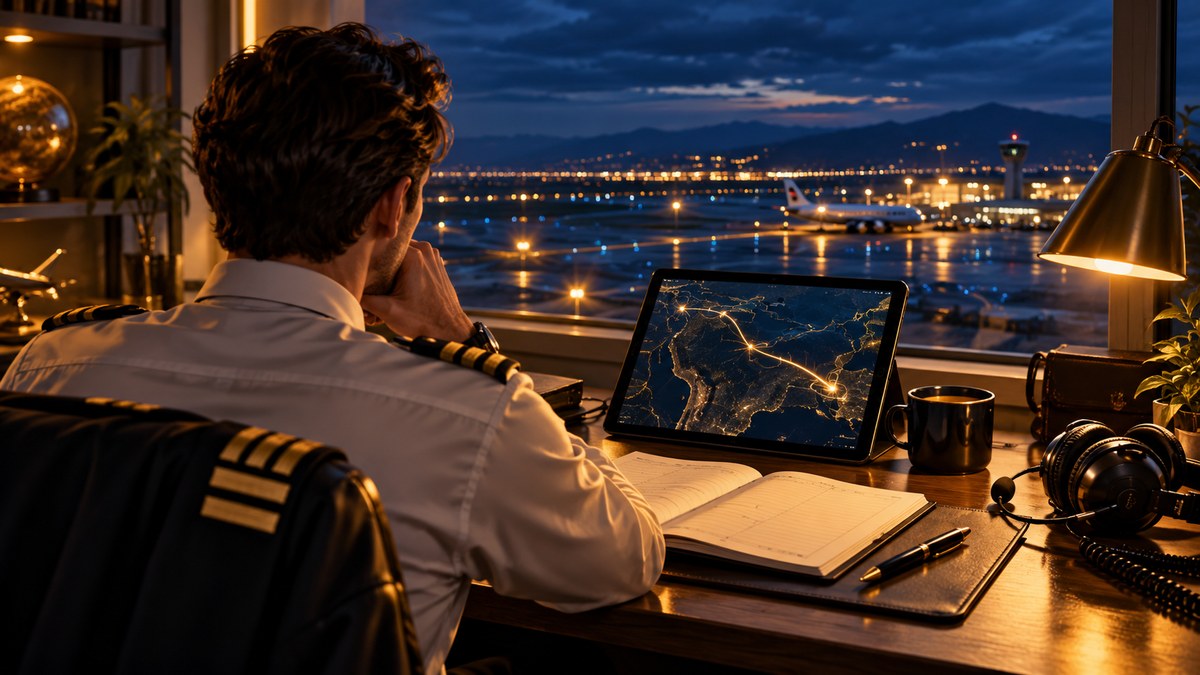 フライトは、帰ってきてからもう一度飛ぶを表現した航空学習用イラスト