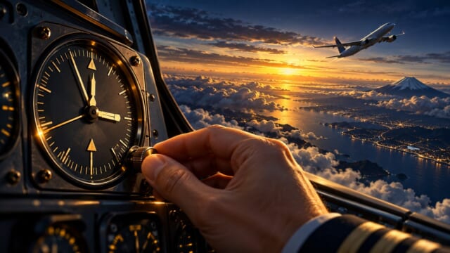 高度計をいつ29.92に切り替える？を表現した航空学習用イラスト