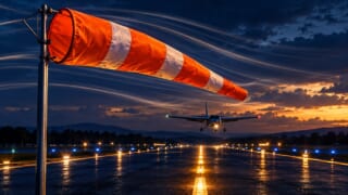 横風成分の考え方を表現した航空学習用イラスト