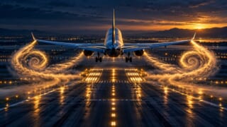 翼端渦・誘導抗力・地面効果の基本を表現した航空学習用イラスト