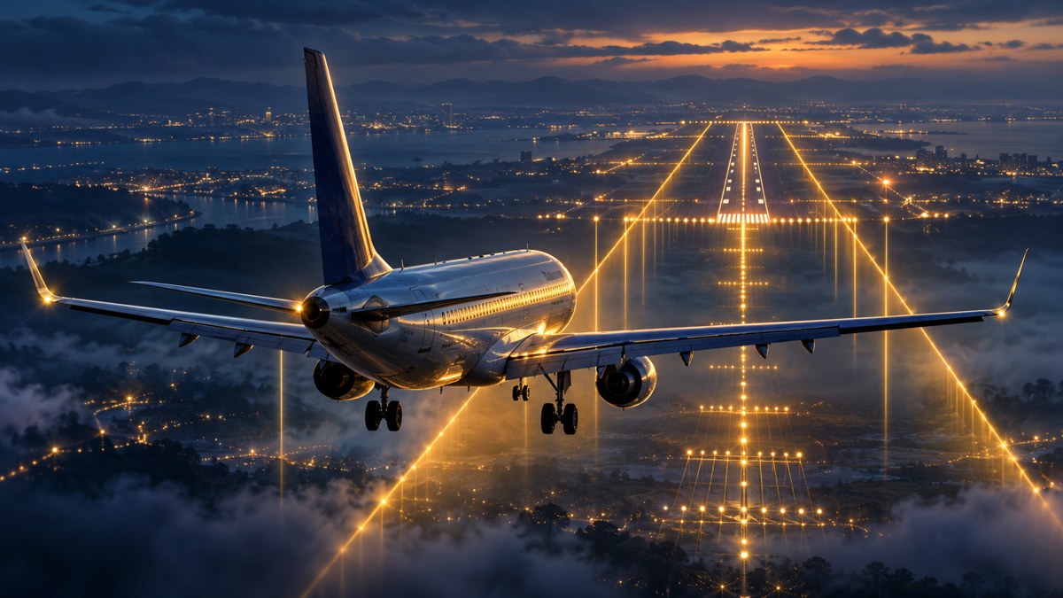 ILSの基本を表現した航空学習用イラスト