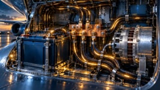 航空機の電気系統を表現した航空学習用イラスト