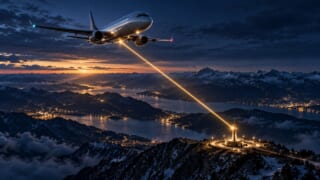 DMEの距離は水平距離ではないを表現した航空学習用イラスト