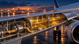 航空機の燃料系統を表現した航空学習用イラスト