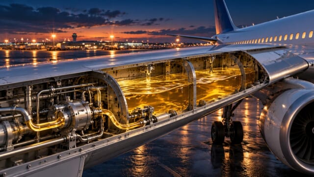 航空機の燃料系統を表現した航空学習用イラスト
