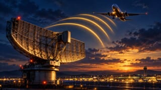 レーダー・トランスポンダー・ADS-Bの違いを表現した航空学習用イラスト