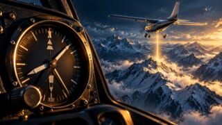 低温時の高度計誤差を表現した航空学習用イラスト