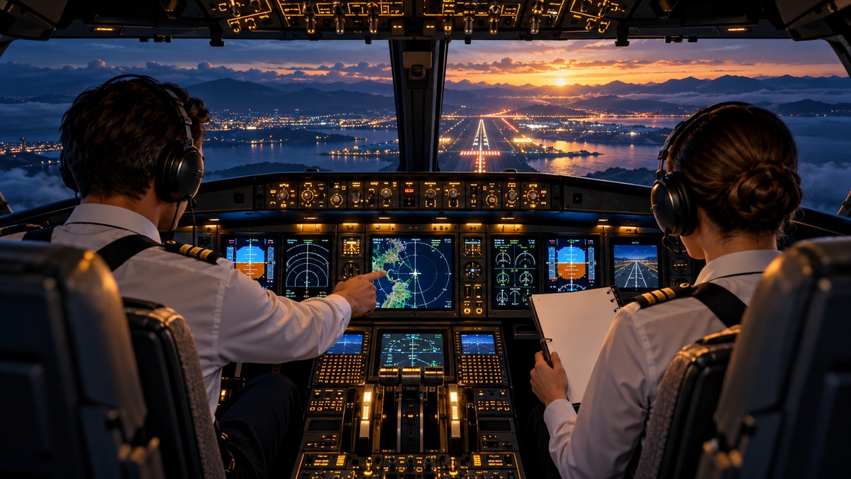 CRMとTEMの基本を表現した航空学習用イラスト