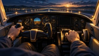 ピッチ・パワー・トリムの関係を表現した航空学習用イラスト